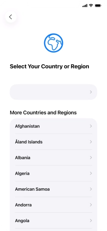 Press the required country or area.