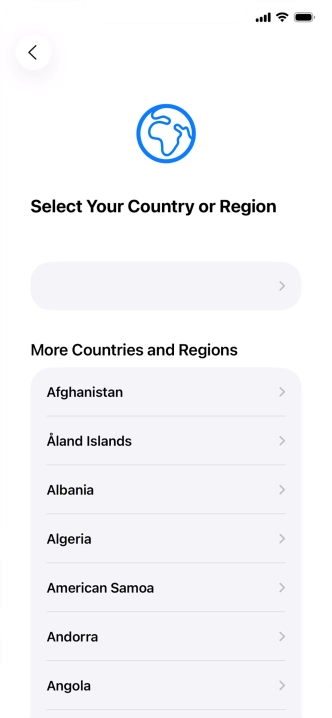 Press the required country or area.
