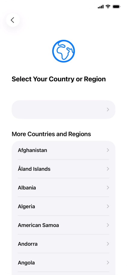 Press the required country or area.