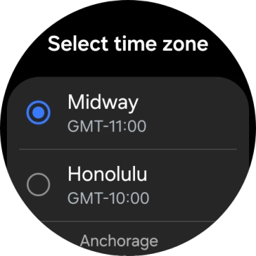 Press the required time zone. Press the required time zone.