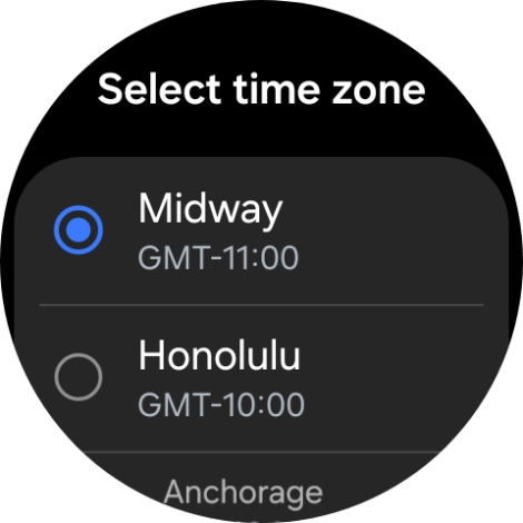 Press the required time zone. Press the required time zone.
