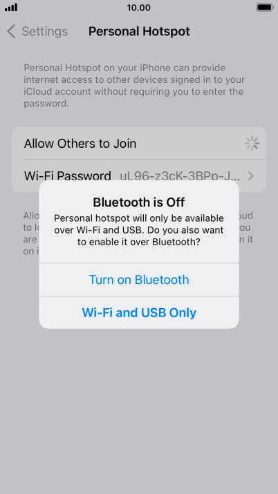If Wi-Fi is turned on, press Wi-Fi and USB Only.