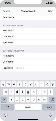 Press Password and key in the password for your email account. Please note that if you're using Vodafone's outgoing server, leave the password field empty. Press Password and key in the password for your email account. Please note that if you're using Vodafone's outgoing server, leave the password field empty.