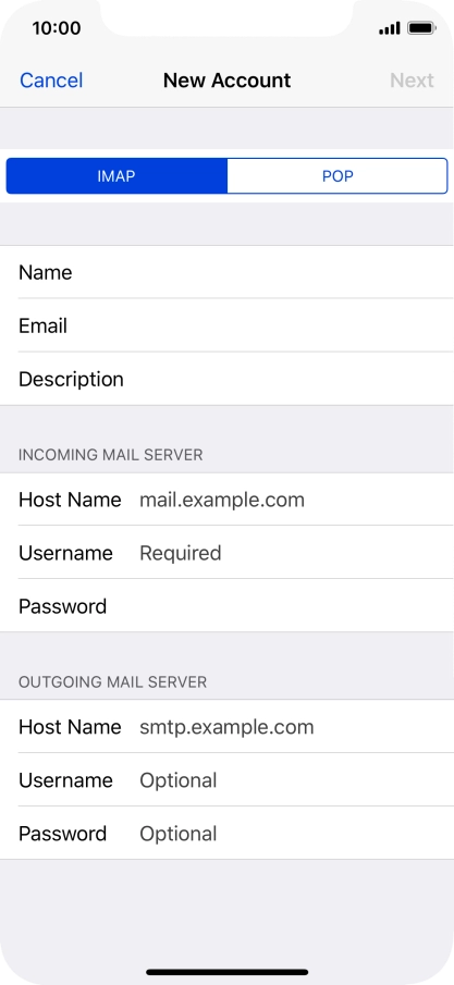 Press IMAP.