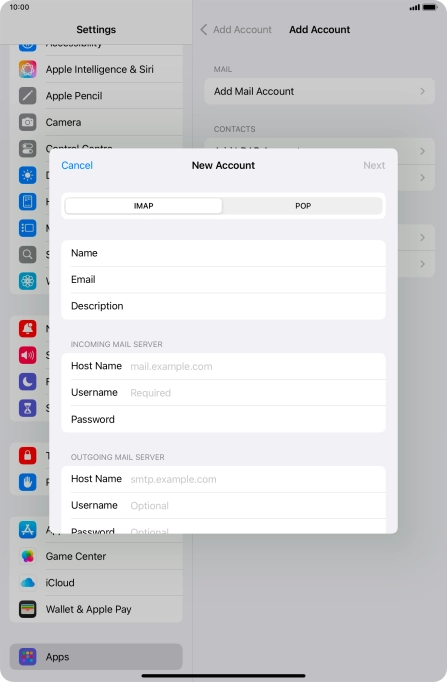Press IMAP. Press IMAP.