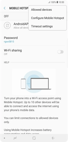 Press Configure Mobile Hotspot. Press Configure Mobile Hotspot.