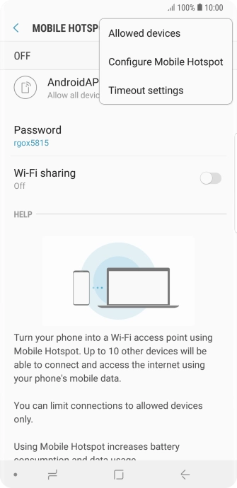 Press Configure Mobile Hotspot. Press Configure Mobile Hotspot.