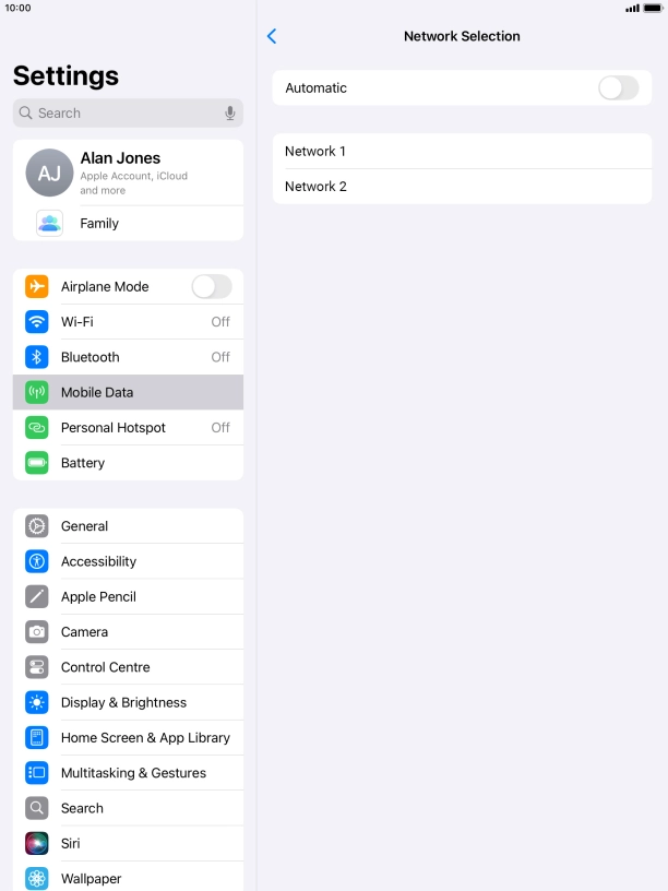 If you turn off the function, press the required network.