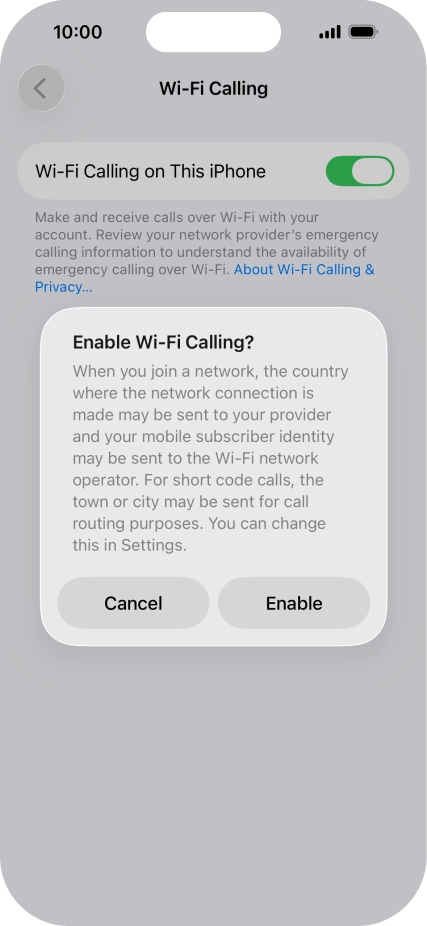 If you turn on the function, press Enable. If you turn on the function, press Enable.