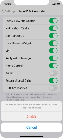 If you turn on the function, press Enable. If you turn on the function, press Enable.