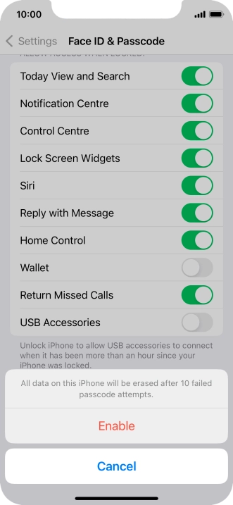 If you turn on the function, press Enable. If you turn on the function, press Enable.