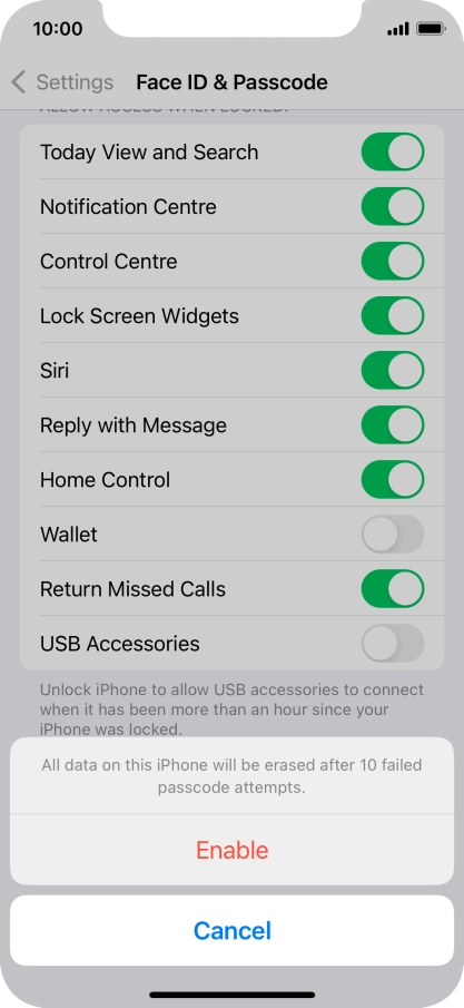 If you turn on the function, press Enable. If you turn on the function, press Enable.