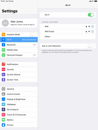 Press the required Wi-Fi network and key in the password for the Wi-Fi network. Press the required Wi-Fi network and key in the password for the Wi-Fi network.