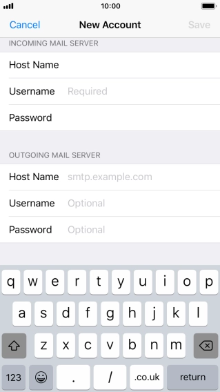 Press Username and key in the username for your email account.