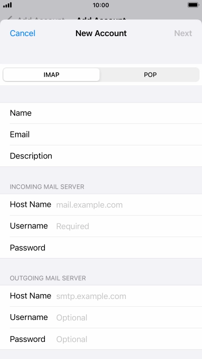 Press IMAP.