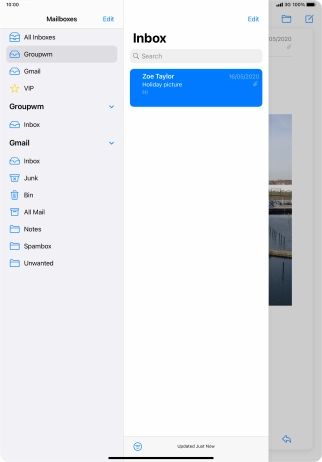 Press the required email account. Press the required email account.