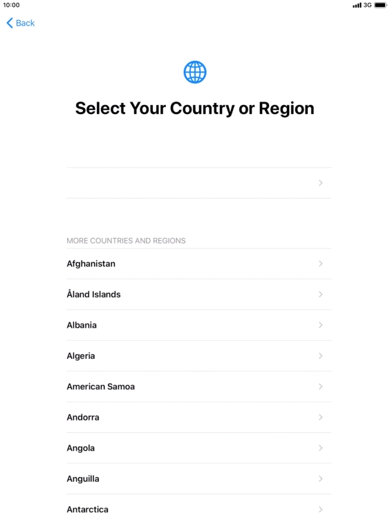 Press the required country or area.