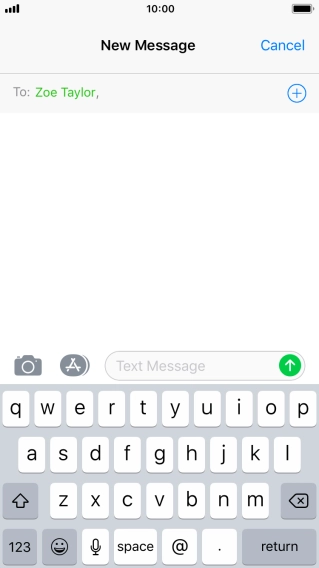 Press the text input field and write the text for your picture message.