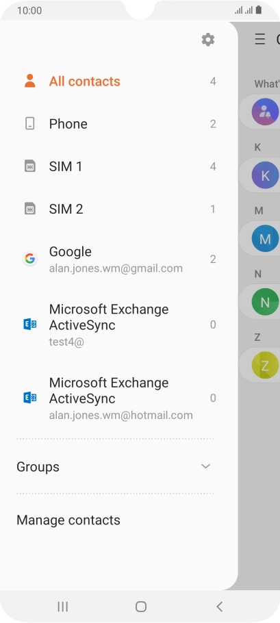 Press Manage contacts. Press Manage contacts.