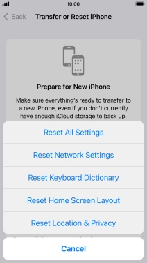 Press Reset All Settings. Press Reset All Settings.