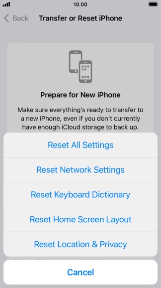 Press Reset All Settings. Press Reset All Settings.