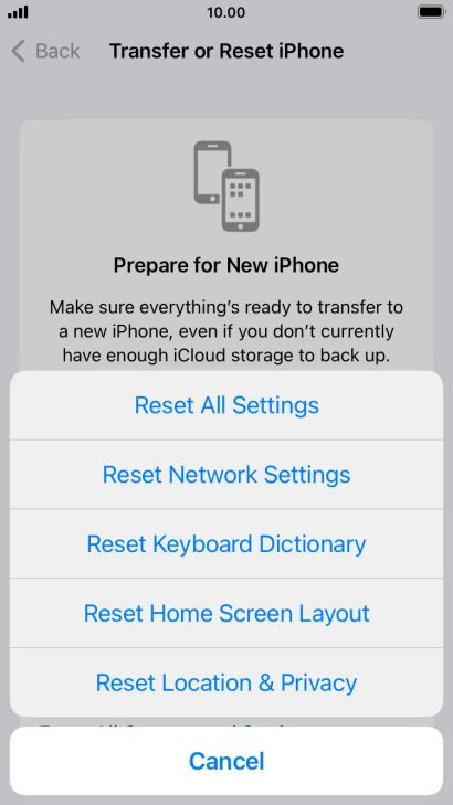 Press Reset All Settings. Press Reset All Settings.