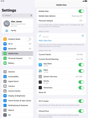 The total data usage is displayed next to Current Period. The total data usage is displayed next to Current Period.