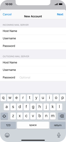 Press Password and key in the password for your email account. Please note that if you're using Vodafone's outgoing server, leave the password field empty.