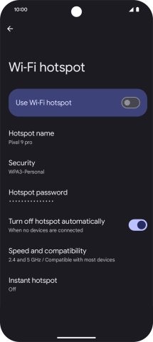 Press Hotspot password and key in the required password.