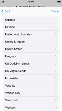 Press the required country.