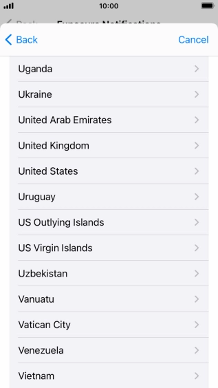 Press the required country.