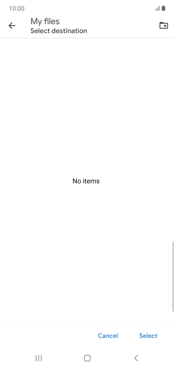 To create a new folder, press the new folder icon and follow the instructions on the screen to create a new folder.