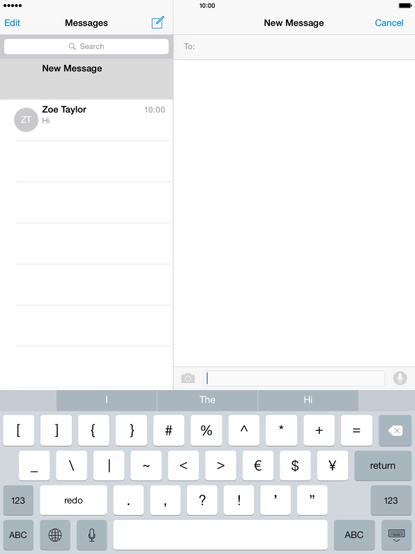 Press ABC to return to text input.