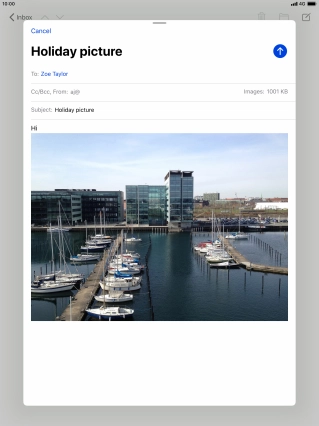 Press the send icon when you've finished your email message.