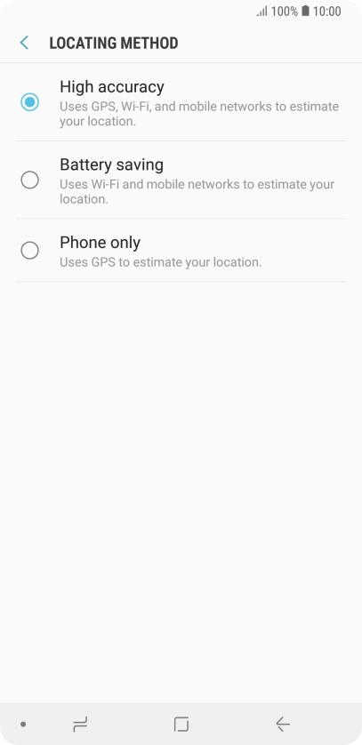 If you select High accuracy, your phone can find your exact position using the GPS satellites, the mobile network and nearby Wi-Fi networks. Satellite-based GPS requires a clear view of the sky. If you select High accuracy, your phone can find your exact position using the GPS satellites, the mobile network and nearby Wi-Fi networks. Satellite-based GPS requires a clear view of the sky.