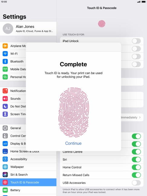 Press Continue. If you haven't previously selected a lock code, key in a code of your own choice twice. Press Continue. If you haven't previously selected a lock code, key in a code of your own choice twice.