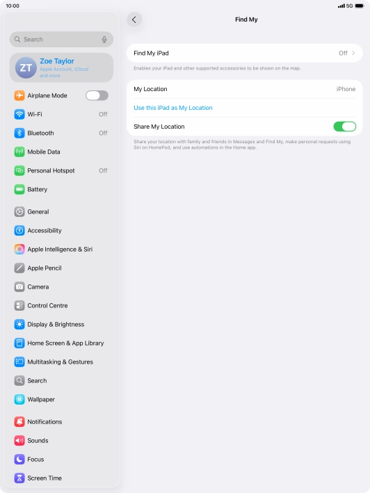 Press Find My iPad. Press Find My iPad.