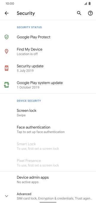 Press Screen lock.