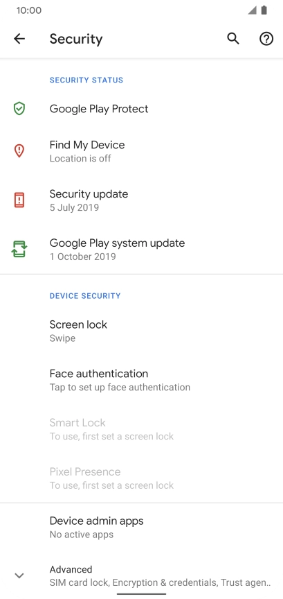 Press Screen lock.