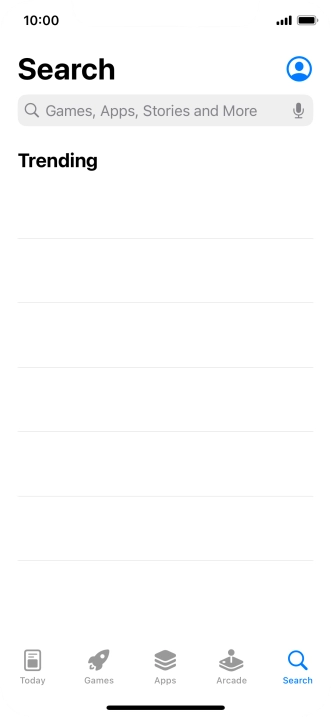 Press the search field and key in the name or subject of the required app.