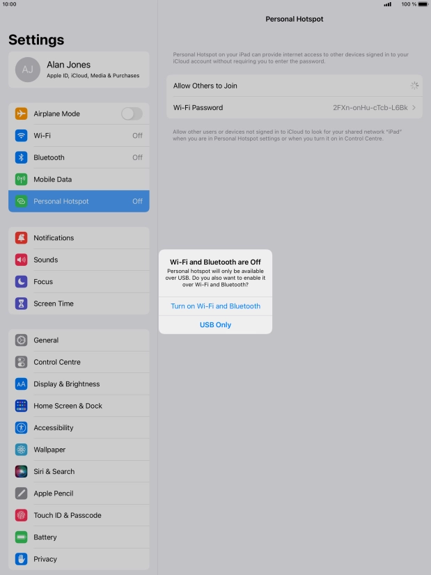 If Wi-Fi is turned off, press Turn on Wi-Fi and Bluetooth.