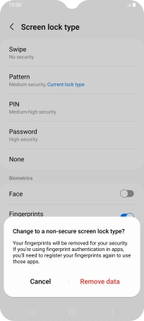 Press Remove data. Press Remove data.