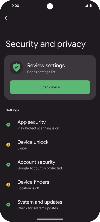 Press Device unlock.