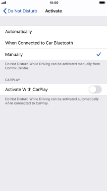 Press the required setting.