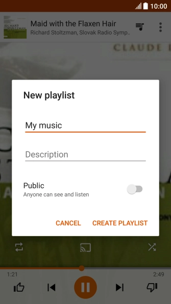 Key in a name for the playlist and press CREATE PLAYLIST.