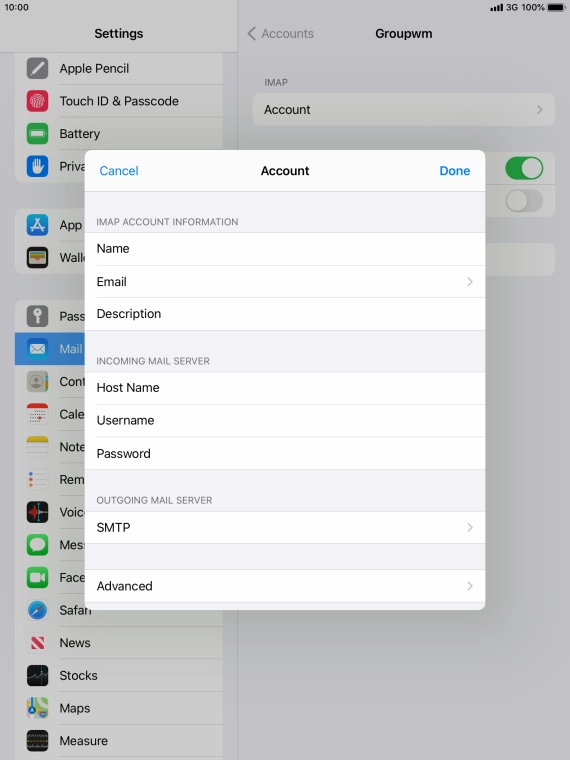Press SMTP.