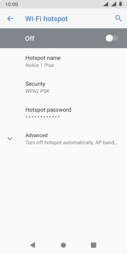 Press Hotspot name and key in the required name for the Wi-Fi hotspot.