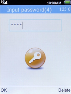 Key in your barring password and press the Left selection key. The default barring password is 0000. Key in your barring password and press the Left selection key. The default barring password is 0000.