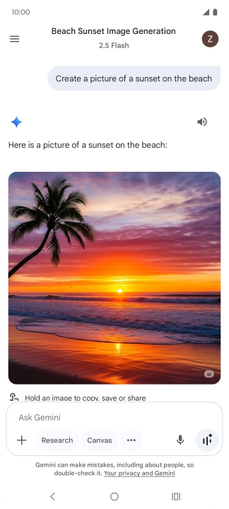 You can also ask Gemini to generate a picture based on your description.