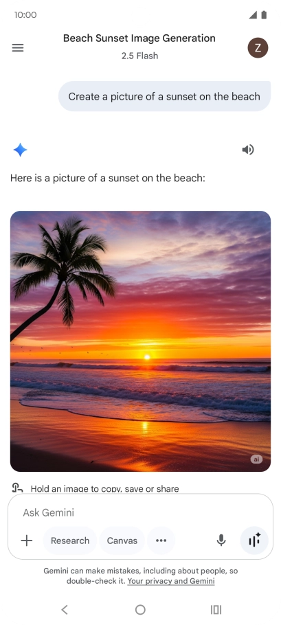 You can also ask Gemini to generate a picture based on your description.